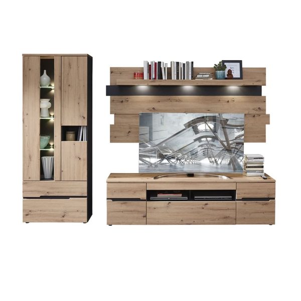 Wohnwand Ilario Artisan Eiche Nachbildung