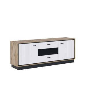 TV-Board Windor Viking Eiche perlschwarz Dekor